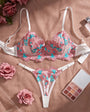 First Love Floral Embroidered Sheer Bra & Panty Set - gosundaymarket