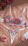 First Love Floral Embroidered Sheer Bra & Panty Set - gosundaymarket