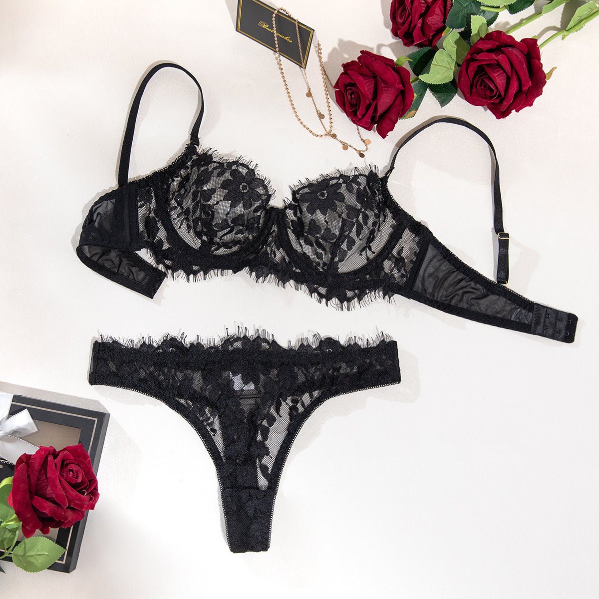 Fish Bone Ultra - Thin Hollow Lace Corset Set - gosundaymarket