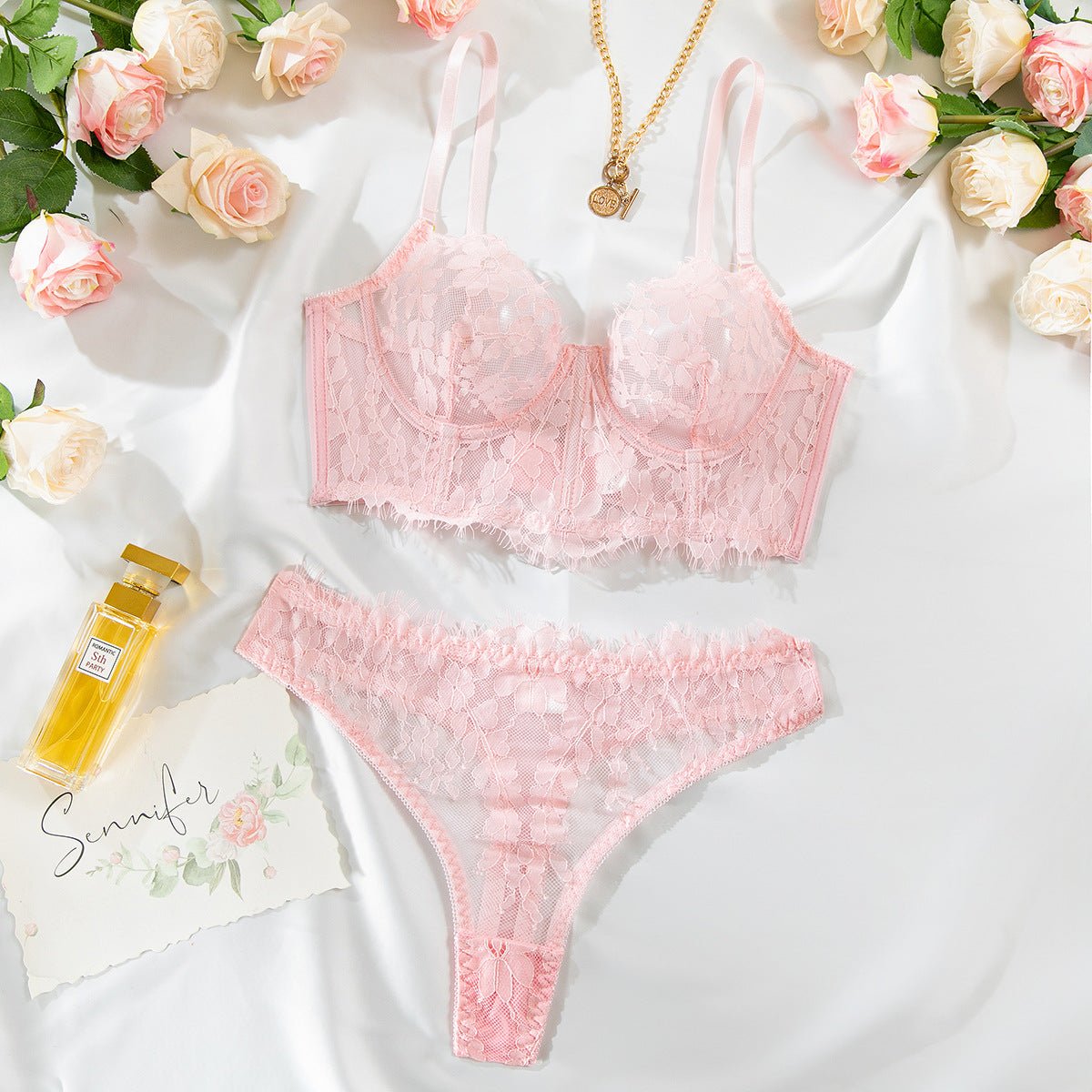 Fish Bone Ultra - Thin Hollow Lace Corset Set - gosundaymarket