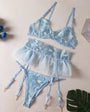 Floral Embroidered Sheer Lingerie Set - gosundaymarket