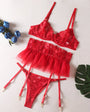 Floral Embroidered Sheer Lingerie Set - gosundaymarket