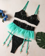 Floral Embroidered Sheer Lingerie Set - gosundaymarket