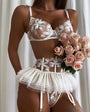 Floral Embroidered Sheer Lingerie Set - gosundaymarket