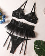 Floral Embroidered Sheer Lingerie Set - gosundaymarket