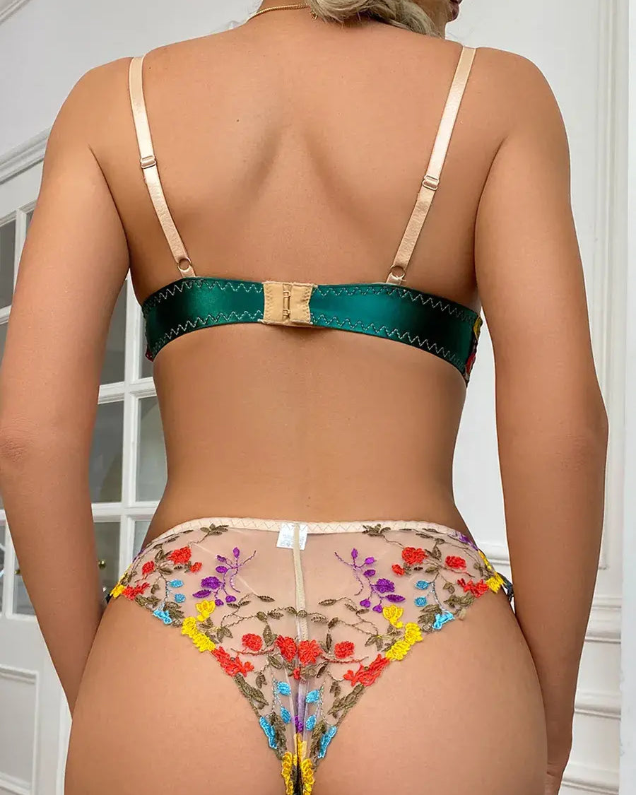 Wildflower Embroidered Bra and Panty Set