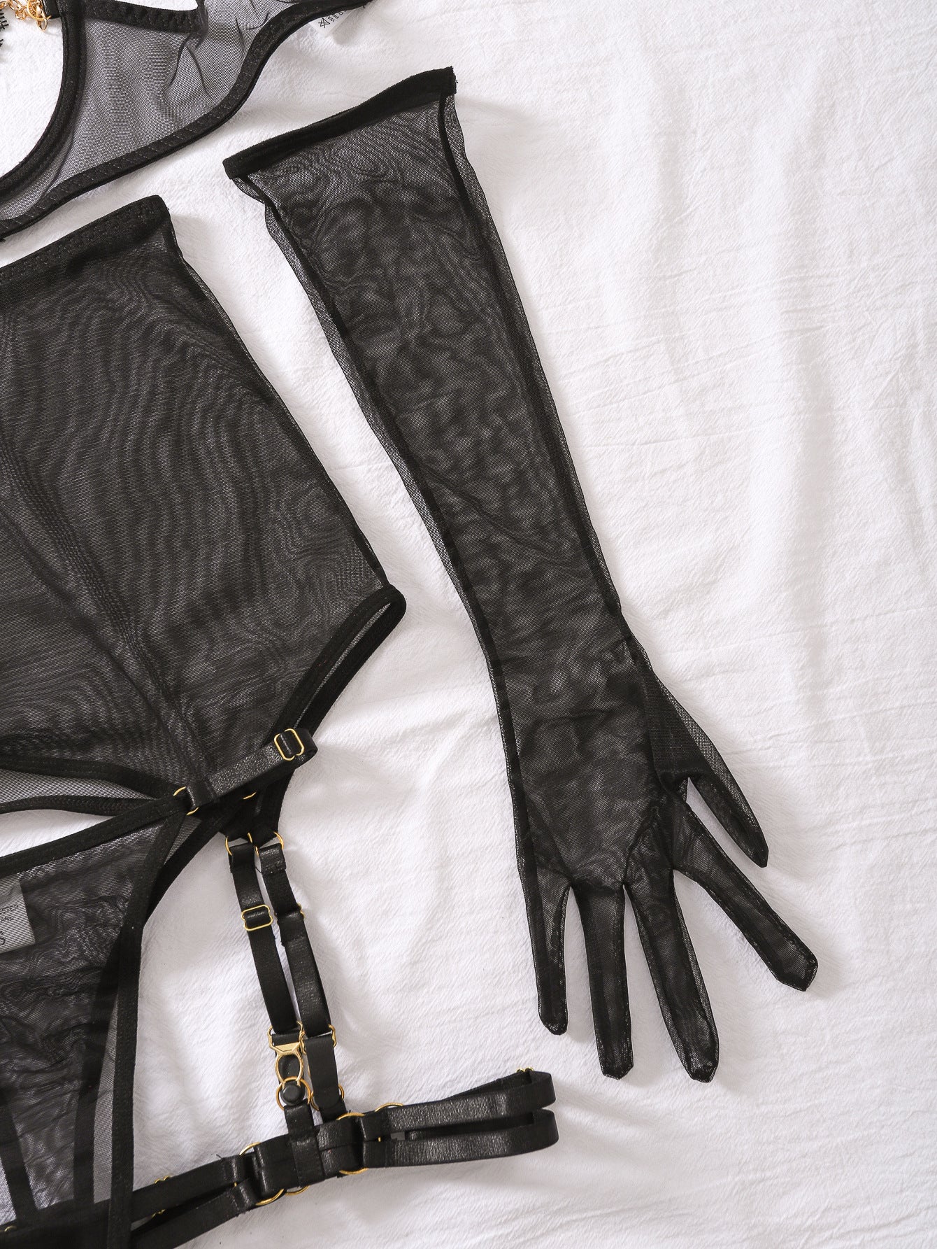 Heart Chain Sheer Soft Mesh Lingerie - gosundaymarket