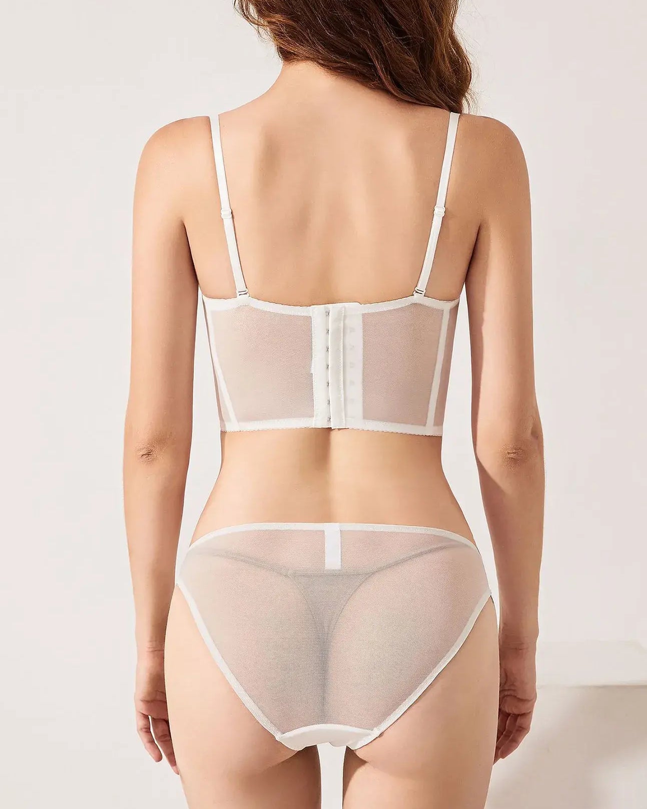 Ivory Whisper Sheer Embroidered Bustier Set