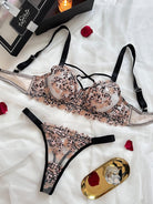 Leopard Print Sheer Embroidered Push - Up Lingerie Set - gosundaymarket