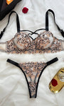 Leopard Print Sheer Embroidered Push - Up Lingerie Set - gosundaymarket