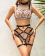 Leopard Print Sheer Embroidered Push - Up Lingerie Set - gosundaymarket