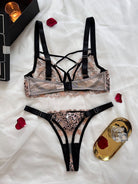 Leopard Print Sheer Embroidered Push - Up Lingerie Set - gosundaymarket