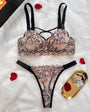 Leopard Print Sheer Embroidered Push - Up Lingerie Set - gosundaymarket