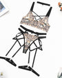 Leopard Print Sheer Embroidered Push - Up Lingerie Set - gosundaymarket