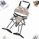 Leopard Print Sheer Embroidered Push - Up Lingerie Set - gosundaymarket