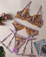 Multi - Color Floral Embroidered Lingerie Set - gosundaymarket