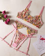 Multi - Color Floral Embroidered Lingerie Set - gosundaymarket