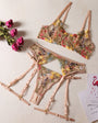 Multi - Color Floral Embroidered Lingerie Set - gosundaymarket