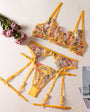 Multi - Color Floral Embroidered Lingerie Set - gosundaymarket