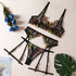 Multi - Color Floral Embroidered Lingerie Set - gosundaymarket