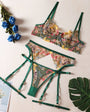 Multi - Color Floral Embroidered Lingerie Set - gosundaymarket