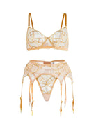 Full view of nude lace lingerie showing fabric distribution and balanced proportions.