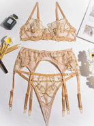 Nude lace panty with soft mesh lace texture.