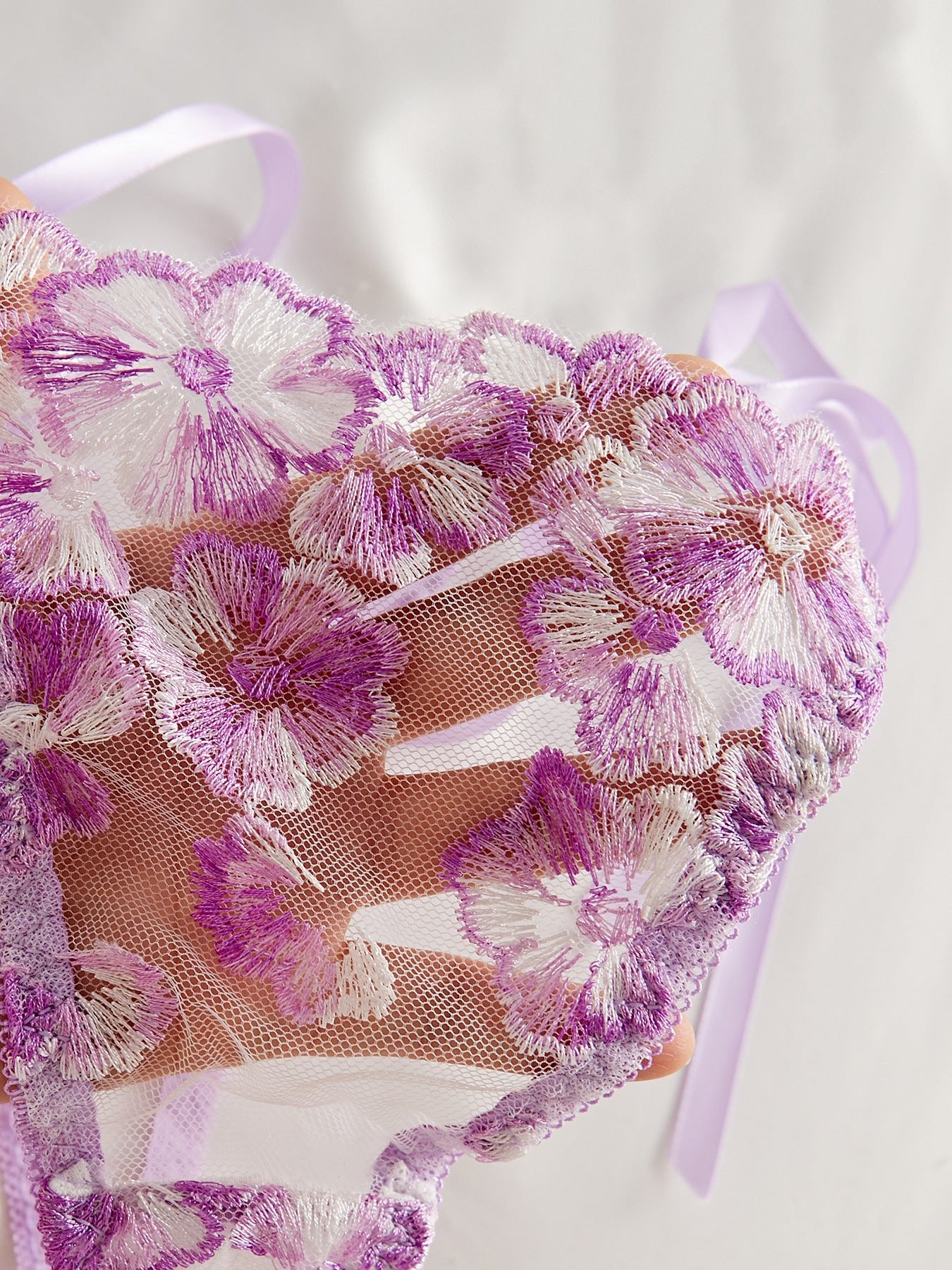 Petal Embroidered Floral Adjustable Bra Lingerie Set - gosundaymarket