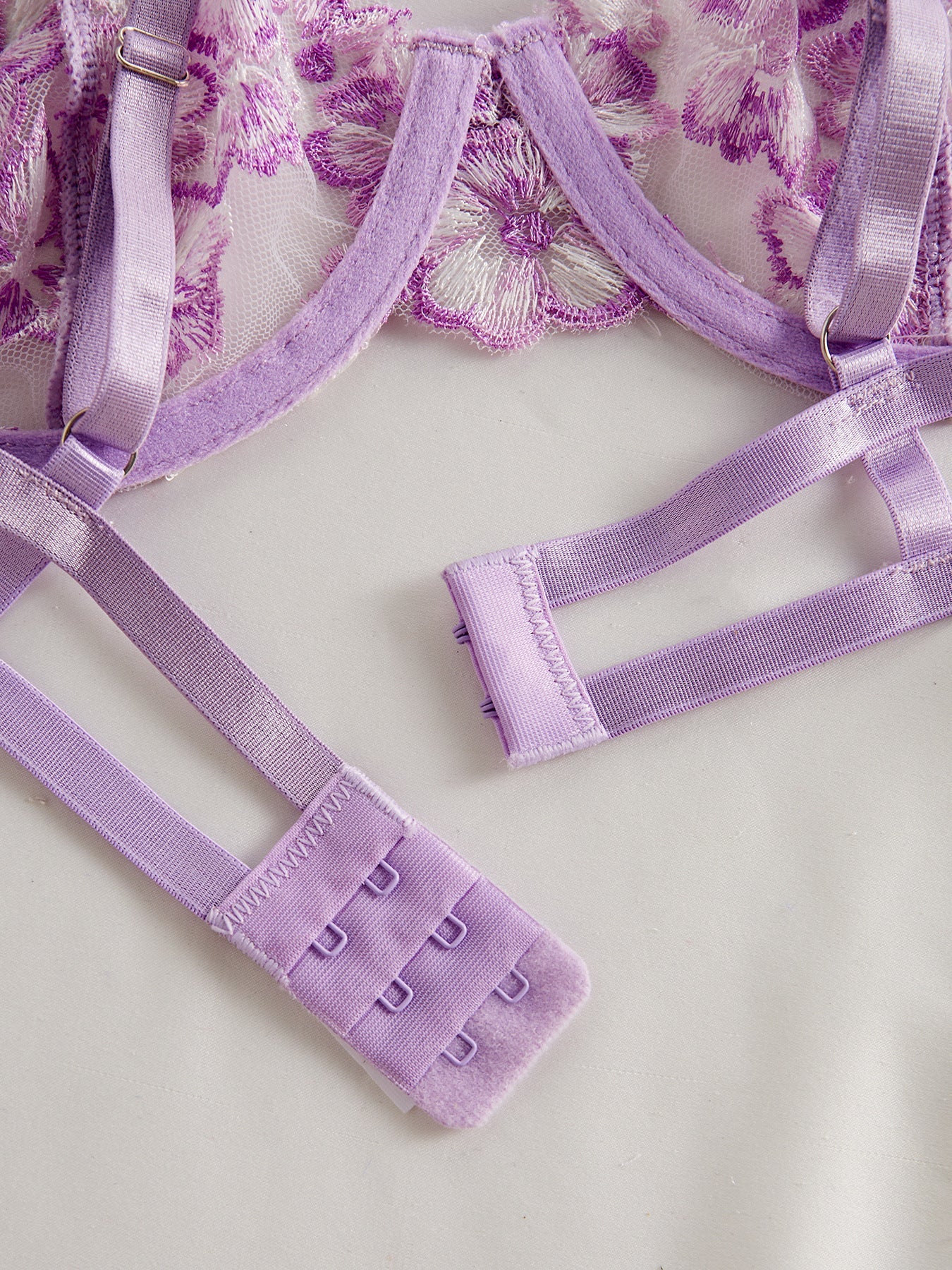 Petal Embroidered Floral Adjustable Bra Lingerie Set - gosundaymarket