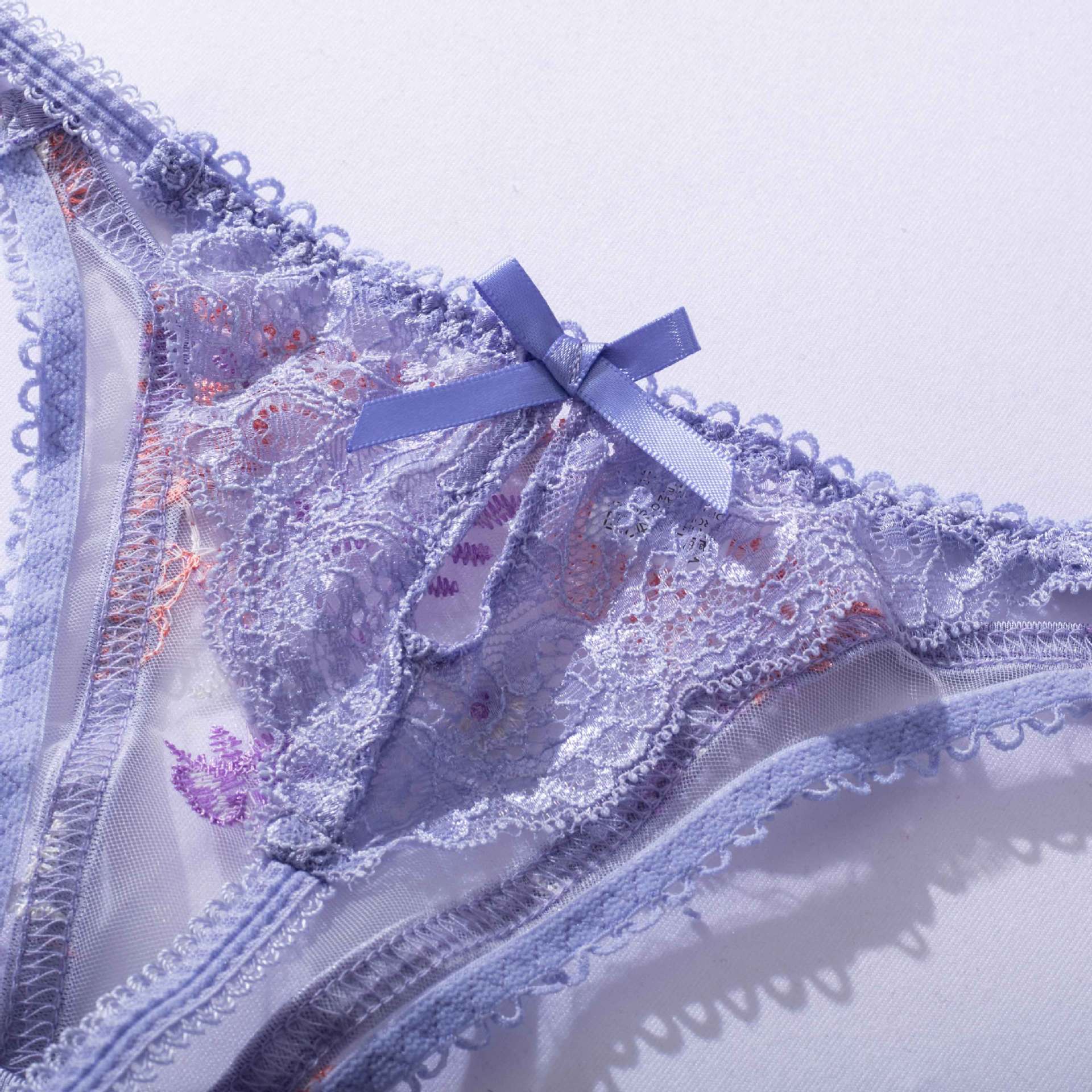 Purple Luxury Mesh Embroidered Lingerie Set - gosundaymarket