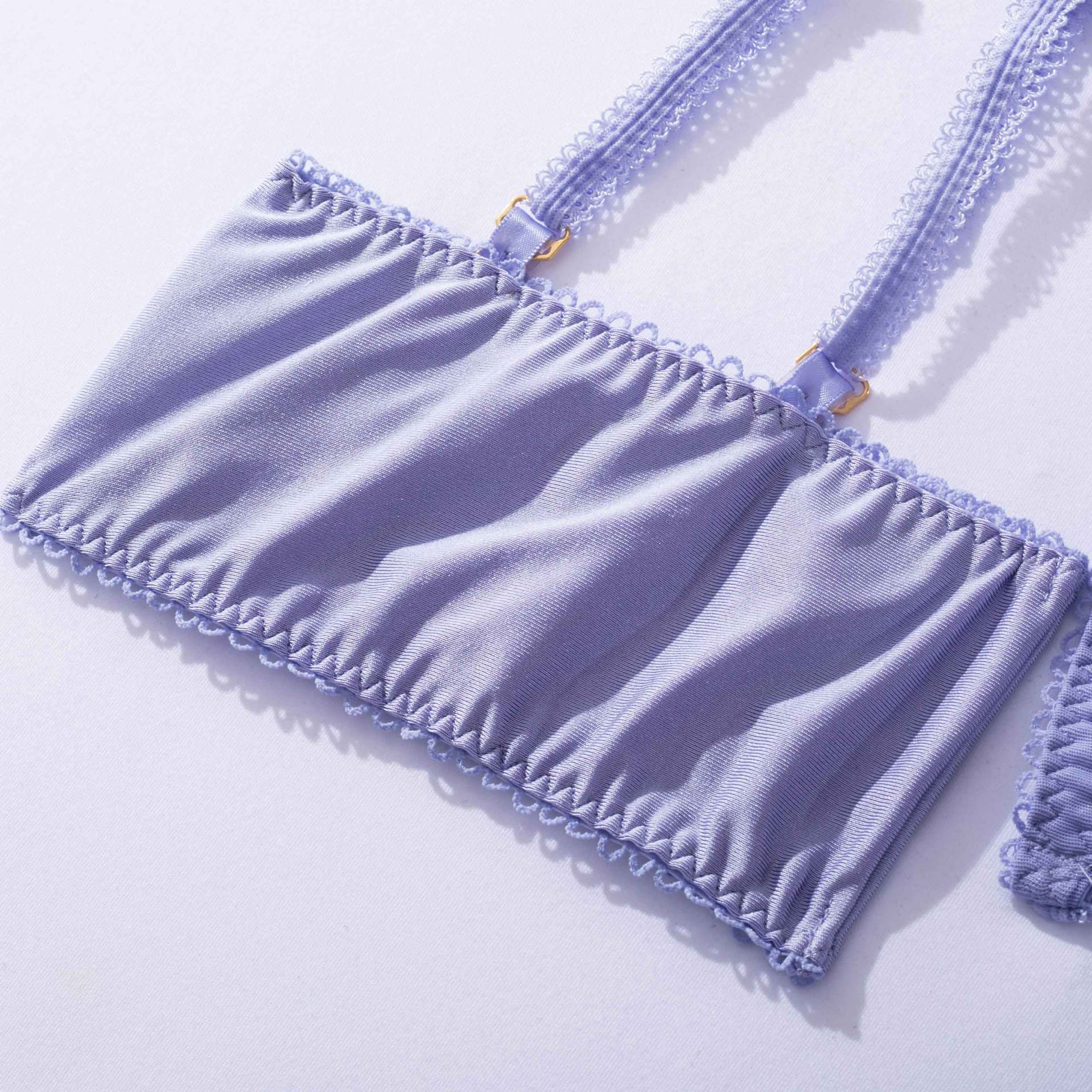 Purple Luxury Mesh Embroidered Lingerie Set - gosundaymarket