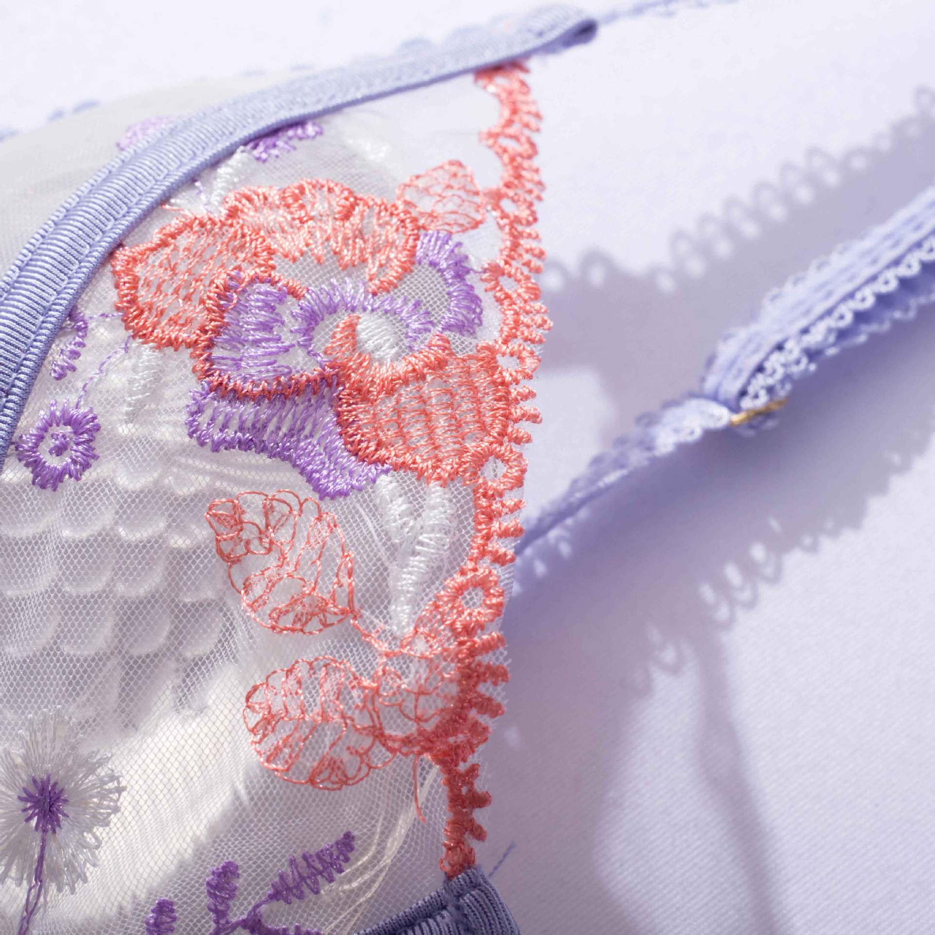 Purple Luxury Mesh Embroidered Lingerie Set - gosundaymarket