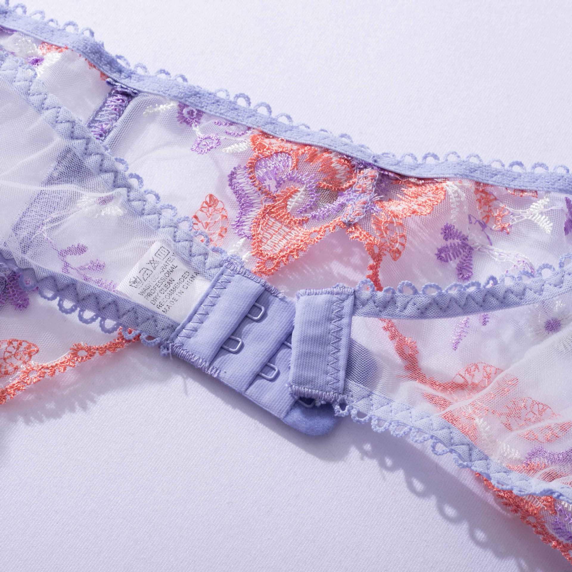 Purple Luxury Mesh Embroidered Lingerie Set - gosundaymarket