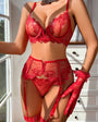 Sheer Back Floral Embroidered Lace Lingerie - gosundaymarket