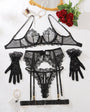 Sheer Back Floral Embroidered Lace Lingerie - gosundaymarket