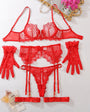 Sheer Back Floral Embroidered Lace Lingerie - gosundaymarket