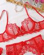 Sheer Back Floral Embroidered Lace Lingerie - gosundaymarket