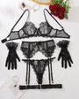 Sheer Back Floral Embroidered Lace Lingerie - gosundaymarket
