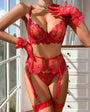 Sheer Back Floral Embroidered Lace Lingerie - gosundaymarket