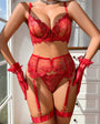 Sheer Back Floral Embroidered Lace Lingerie - gosundaymarket