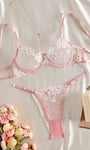 Sweet Floral Embroidered Sheer Mesh Push - Up Lingerie - gosundaymarket