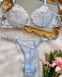 Sweet Floral Embroidered Sheer Mesh Push - Up Lingerie - gosundaymarket