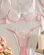 Sweet Floral Embroidered Sheer Mesh Push - Up Lingerie - gosundaymarket