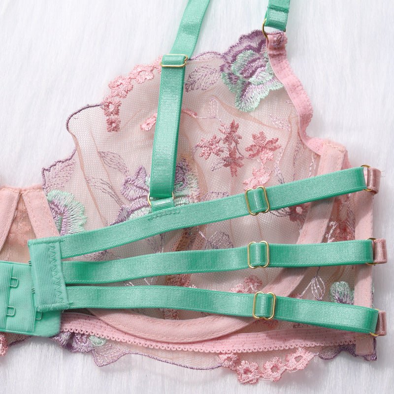 Tender Sweetheart Color Clash Lace Lingerie Set - gosundaymarket
