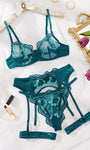 Turquoise Floral Embroidered Sexy & Stylish Lingerie - gosundaymarket