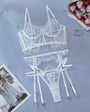 White Lace Sheer Bustier & Camisole Corset Lingerie Set - gosundaymarket
