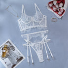 White Lace Sheer Bustier & Camisole Corset Lingerie Set - gosundaymarket