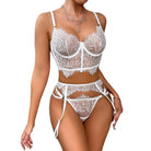White Lace Sheer Bustier & Camisole Corset Lingerie Set - gosundaymarket