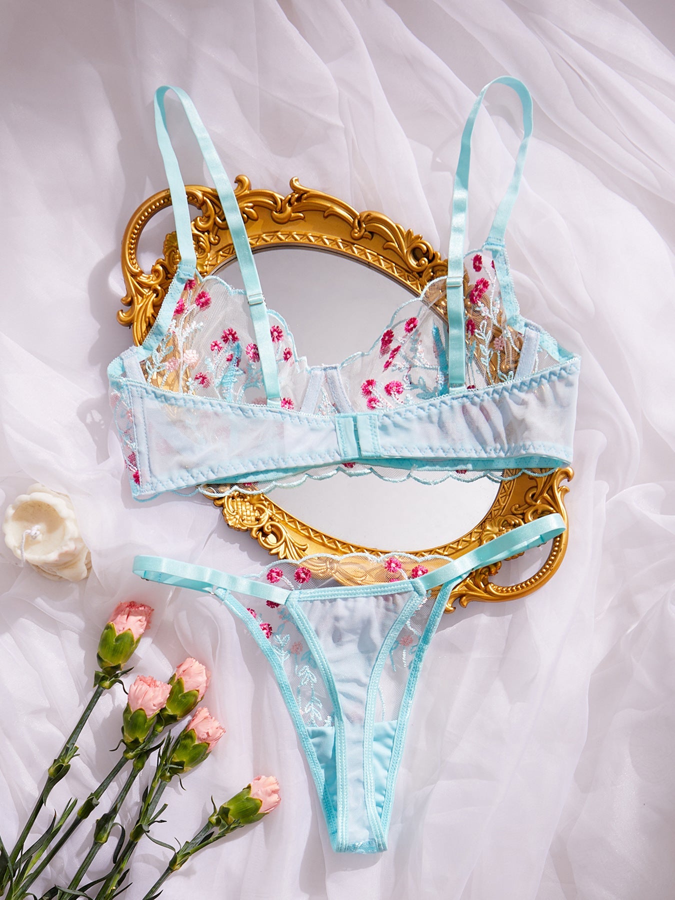 Wild Daisy Embroidered Comfort Bra Sexy Lingerie - gosundaymarket