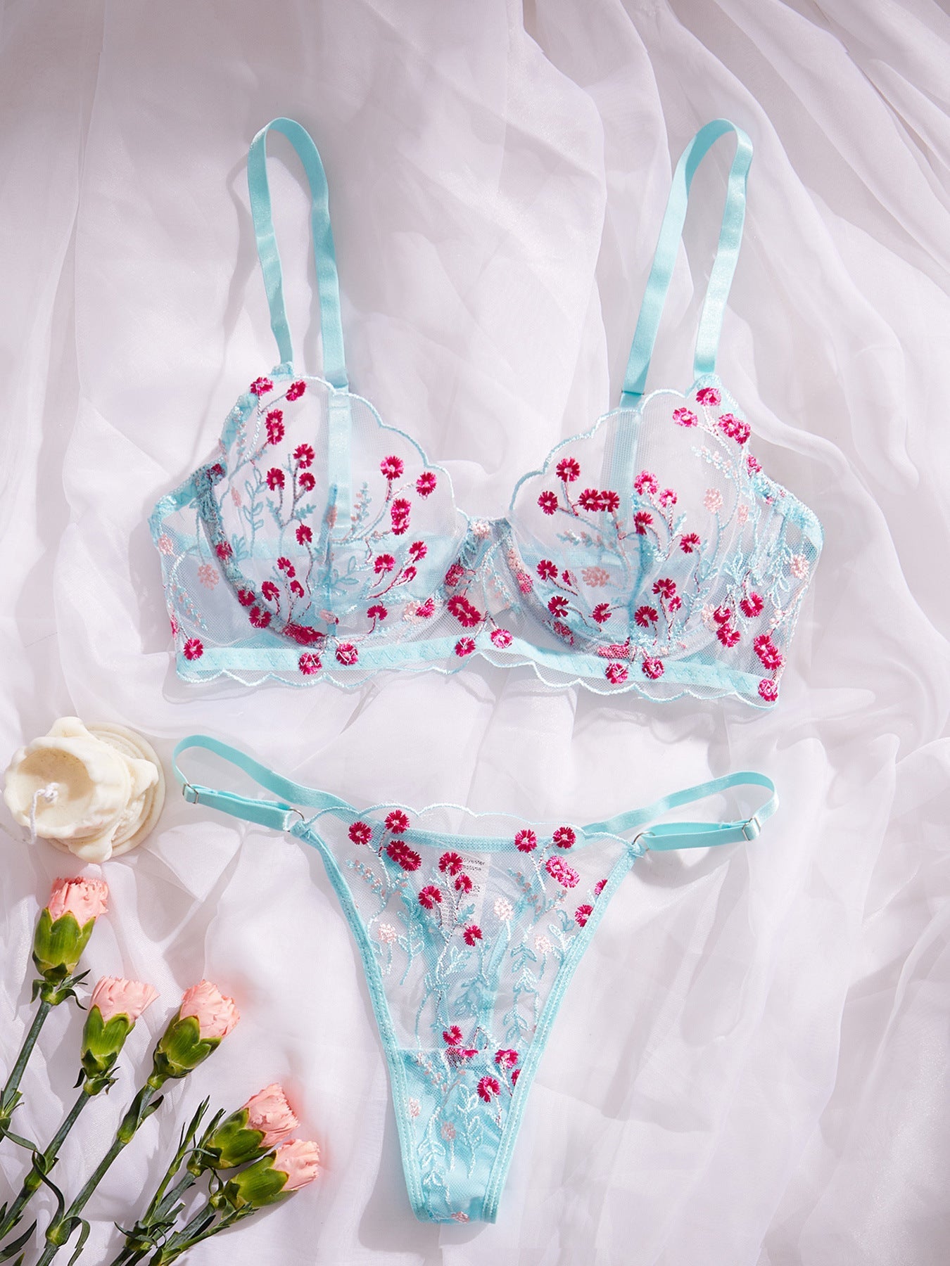Wild Daisy Embroidered Comfort Bra Sexy Lingerie - gosundaymarket